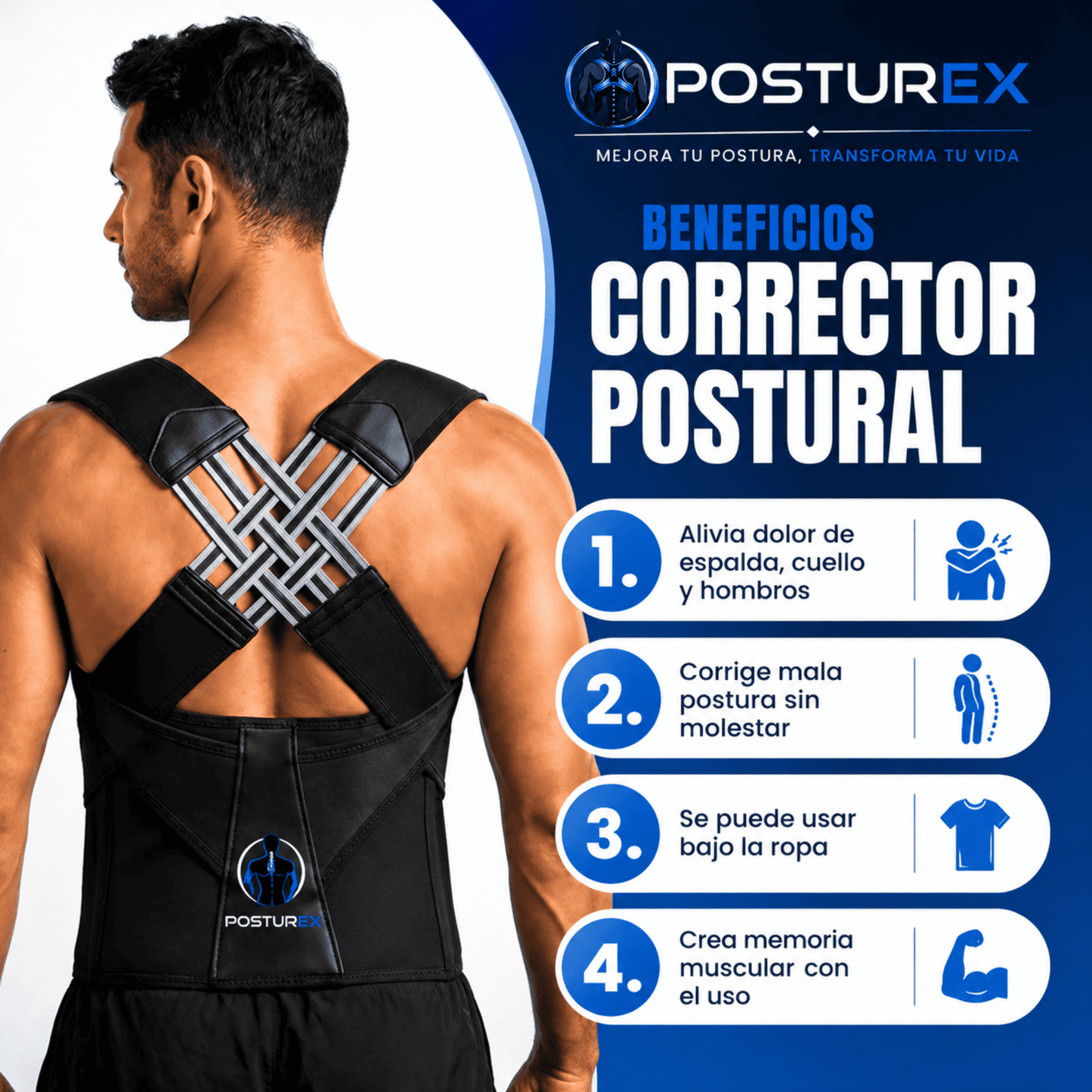 POSTUREX™ Corrector de Postura Inteligente.